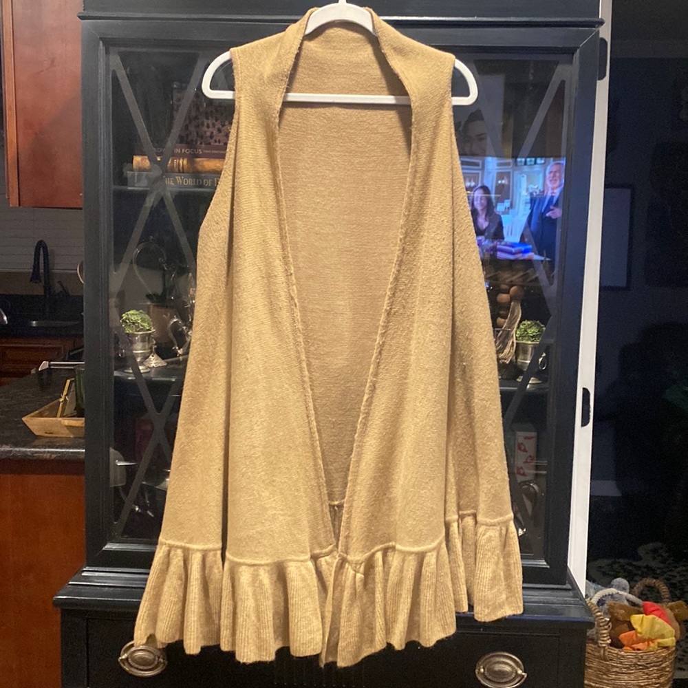 Anthropologie Tan Ruffle Vest - One Size